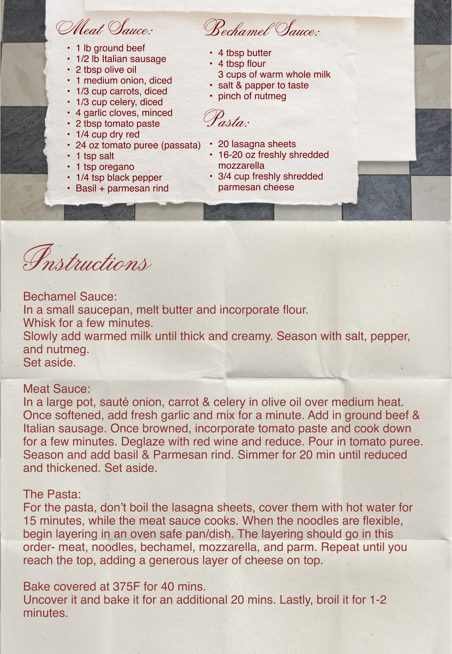 Lasagna mobile zine page 2.